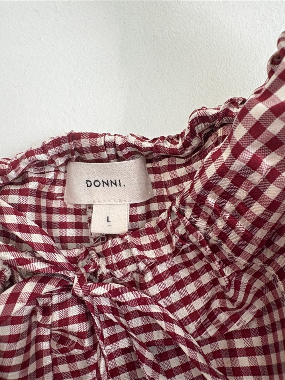 DONNI.-The Taffeta Gingham Drawstring Cargo Pants - Bell Pepper - Size L - Picture 5 of 5